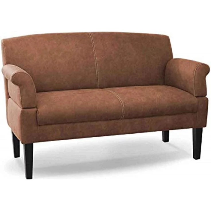 CAVADORE 2-Sitzer Küchensofa Malm, Sitzbank für Küche oder Esszimmer in Lederoptik, Inkl. Armteilverstellung, Federkern und moderner Kontrastnaht, 152 x 97 x 78, Mikrofaser: cognac – Bild 1