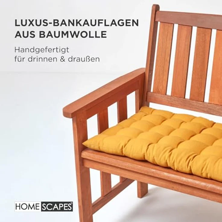 Homescapes Stuhlkissen 3er Bankauflage gelb 100% Baumwolle – Bild 4