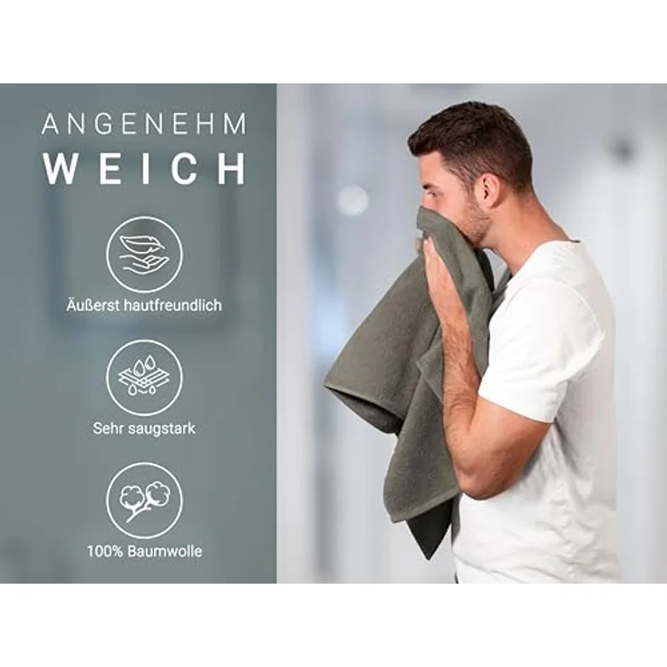ZOLLNER Handtücher, Walkfrottier (6-St), 50x100 cm, 100% Baumwolle, vom Hotelwäschespezialisten, bis 95 °C – Bild 4