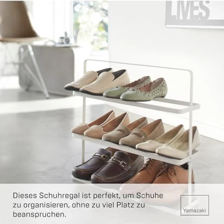 Yamazaki 2480 TOWER Schuhregal L, weiß, Stahl, kompakt für bis zu 9 Paar Schuhe, 50 x 14 x 45,5 cm (LxBxH) – Bild 2