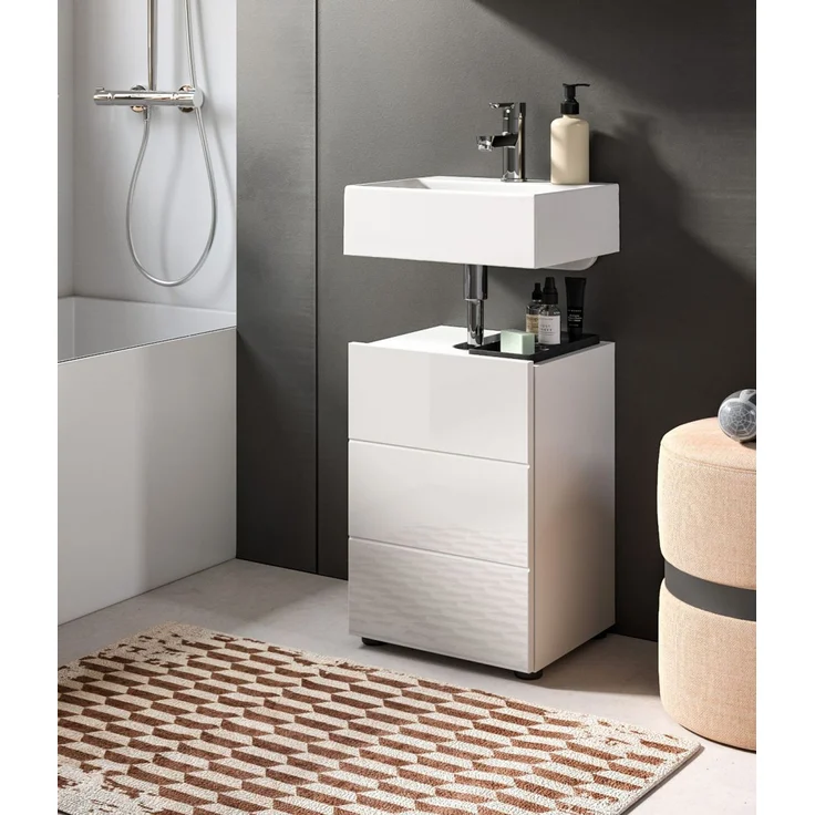 Waschbeckenunterschrank Larik in weiß Hochglanz 38 cm – Bild 3