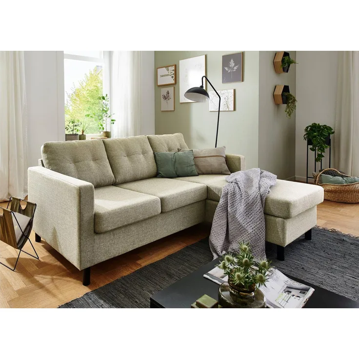 Atlantic Home Collection Polsterecke Tea, 189/150/81 cm, Ecke beidseitig montierbar, Creme