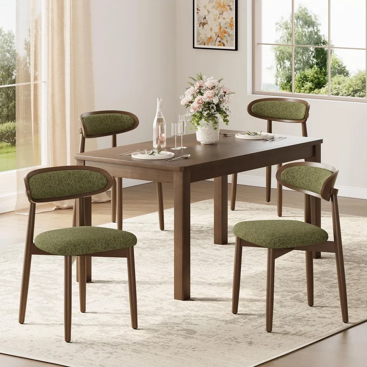 MALOL Esszimmerstühle 4er Set, Stühle Esszimmer, Ergonomischer Stuhl mit Massivholzrahmen, 5cm Schaumpolsterung, Bequeme Polstersitzfläche, Küchenstuhl für Zuhause und Gewerbe, Grün