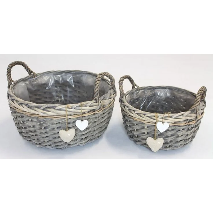 2er Set Pflanzkorb Blumenkorb Blumentopf Pflanzentopf Korb Übertopf Blumenkübel – Bild 4