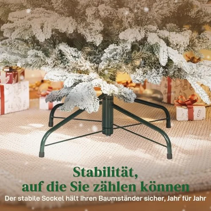 HOMCOM Künstlicher Weihnachtsbaum 1162 Zweige, Kiefernbaum, Realistisches Aussehen, Grün+Weiß – Bild 9