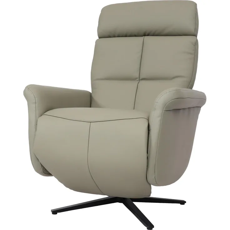 Relaxsessel HWC-L10, Design Fernsehsessel TV-Sessel Liegesessel, Liegefunktion drehbar, Voll-Leder ~ grau