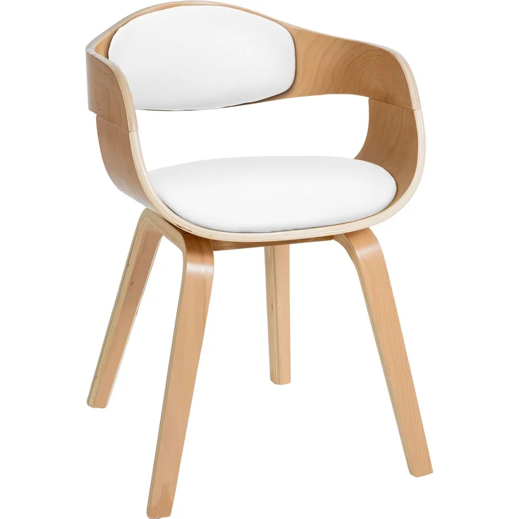 DELUKE® Besucherstuhl LONDON - 73x49x46cm, Natur/Weiß Kunstleder Holz Gestell Konferenzstuhl Wartezimmerstuhl – Bild 1
