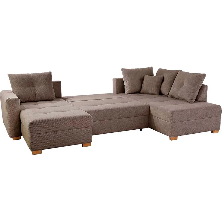 Jockenhöfer Gruppe Wohnlandschaft Abby U-Form, B: 313 cm, mit Bettfunktion, Bettkasten & Zierkissen – Bild 2