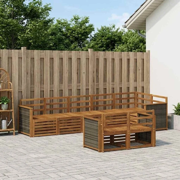 vidaXL Outdoor-Sofagarnitur 7 stk. 8-Sitzer Natur Massivholz Akazie 3384495 – Bild 1
