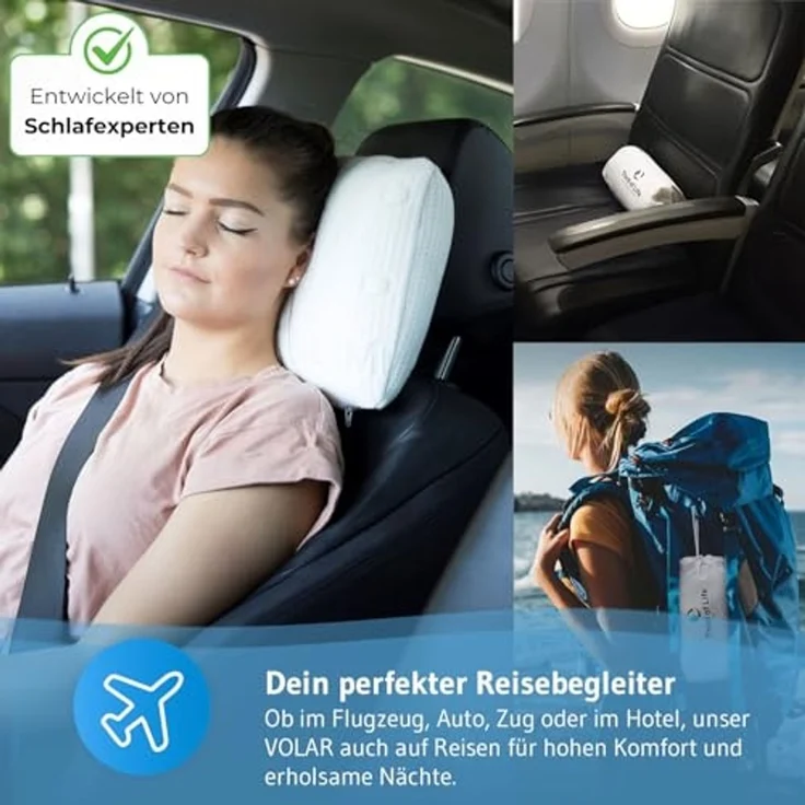 Reisekissen VOLAR, ergonomisches Nackenkissen für unterwegs aus Visco-Schaum mit Thermo-Bezug, 40 x 25 cm – Bild 5