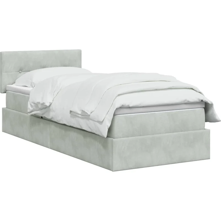 vidaXL LED-Speicherbett mit Matratze Hellgrau 90 x 190 cm Samt 3459216 – Bild 3