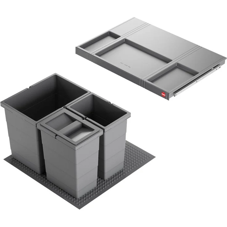 HAILO Abfallsorter 3301631 ALLEGRO 295 18/8/8/D dunkelgrau mit 34 Liter Abfallvolumen für 60 cm Schrankbreite – Bild 1