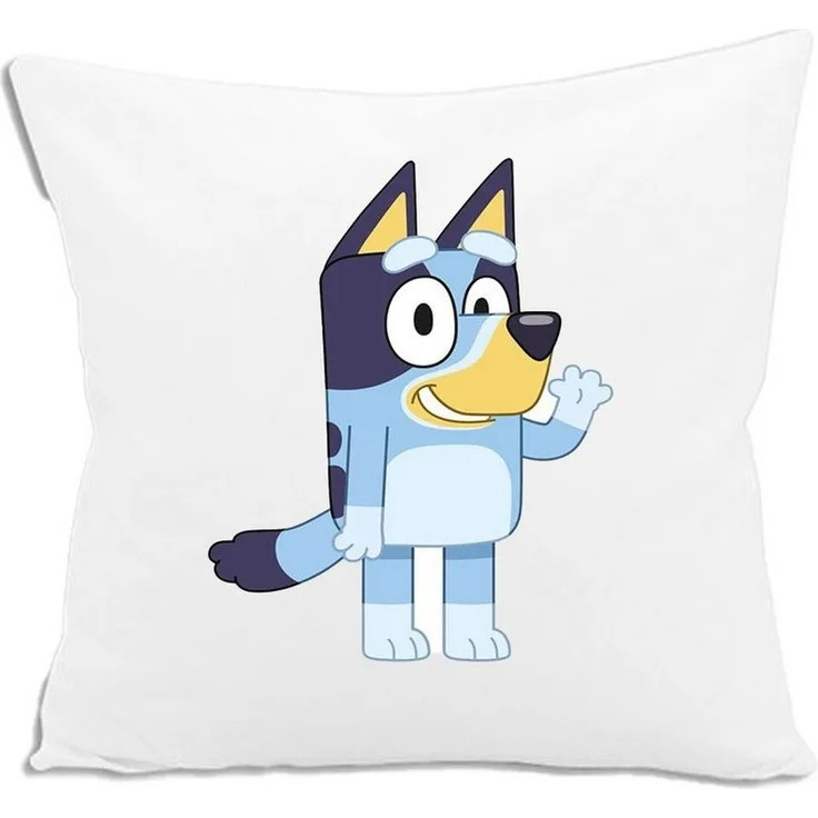 Bluey Dekokissen, 3D Kissen Bluey Weiß 30x30 cm karriert