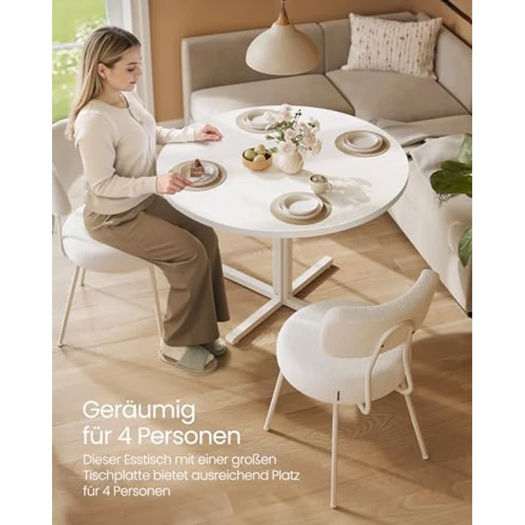 VASAGLE Esstisch, Esszimmertisch, für 4 Personen, Landhausstil, wasserresistente Oberfläche, 80 cm d, 74,8 cm H, vielseitig, eichenfarben, KDTDE082W01 – Bild 6