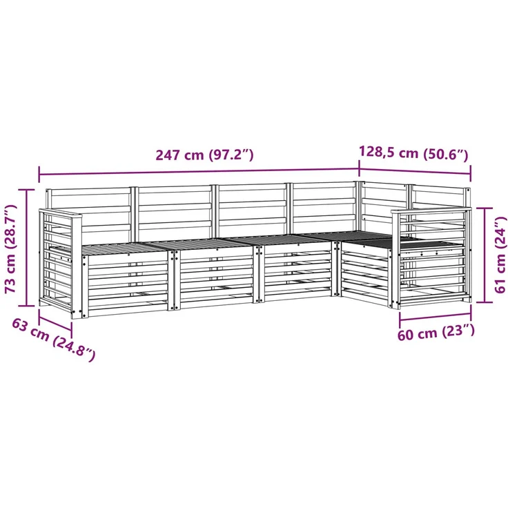 vidaXL Outdoor-Sofagarnitur 5 stk. 5-Sitzer Weiß Massivholz Akazie 3391844 – Bild 7