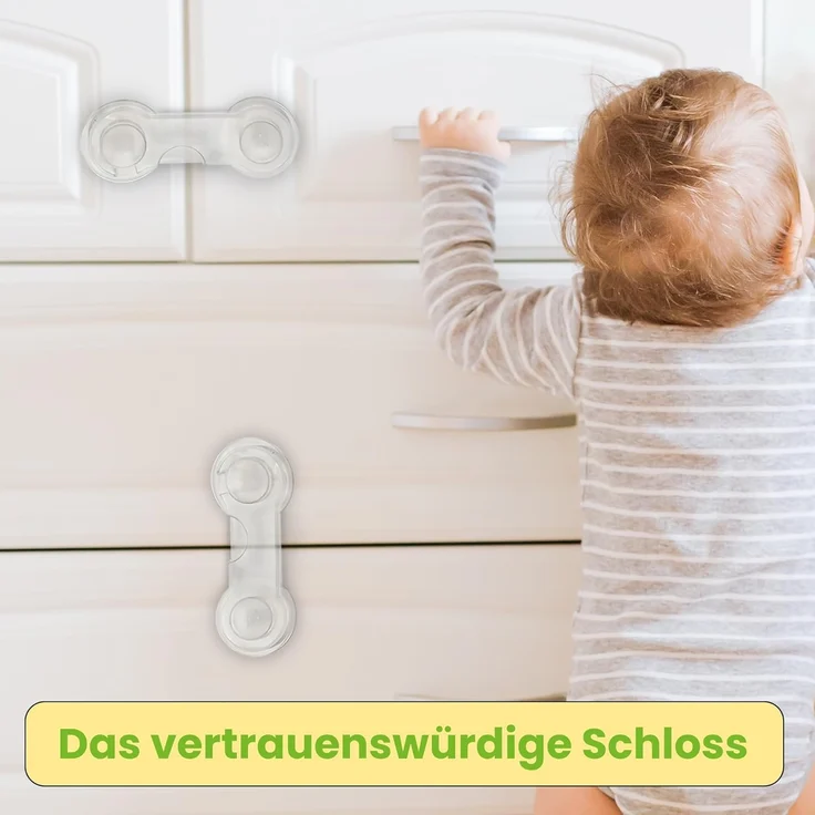 10 Stk. Offgridtec Türsicherung für Baby Schubladensicherung Kindersicherung Türriegel Transparent – Bild 7