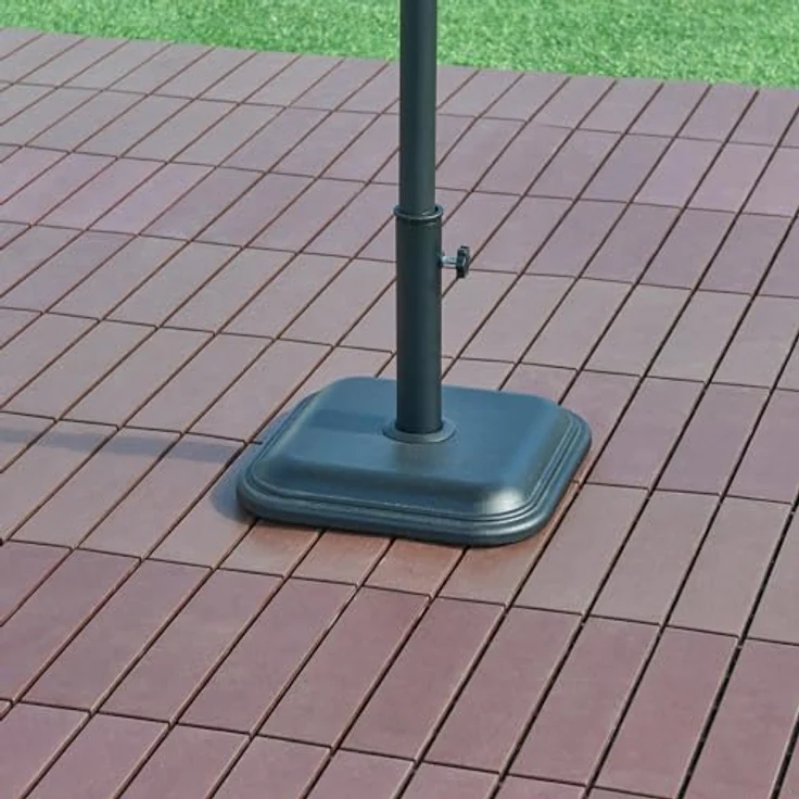 casa.pro Sonnenschirmständer, Schwarz, Quadratischer Betonsockel 35x35 cm, Wetterfest, Mit Adapter für 30-45 mm Schirmstämme – Bild 1