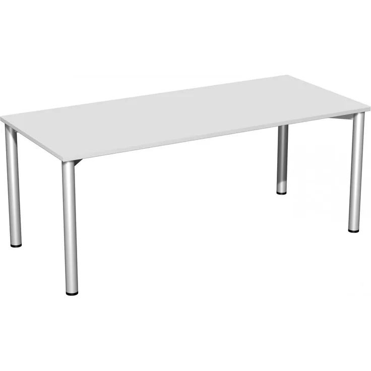 Konferenztisch Rundfuß, 180x80cm, Lichtgrau Silber