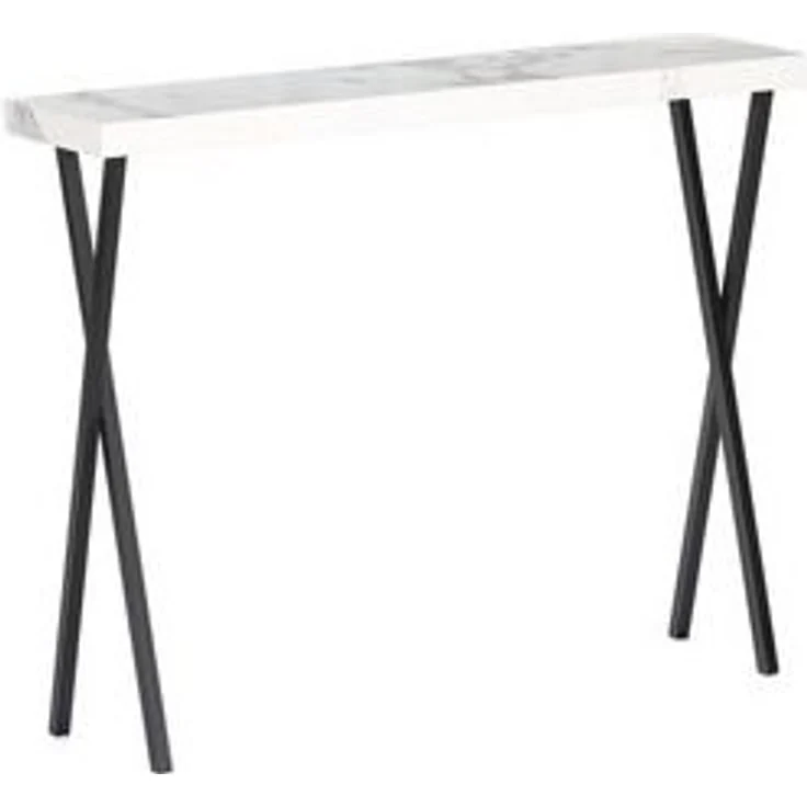 Wohnando Couchtisch Konsolentisch "Apollo", 100x25x80cm weißes Mamordekor, Flurtisch, schwarz Metallbeine, Ablagetisch Flur, Wohnzimmer Sideboard – Bild 6