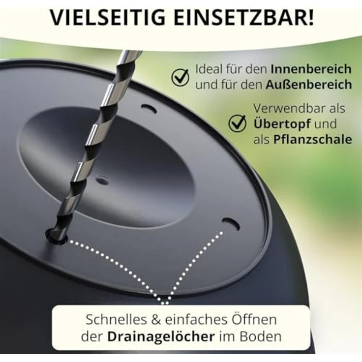 Plastard Pflanzschale 3er, 5er Set Blumenschale verschied. Größen Pflanzgefäß aus Kunststoff (Set, 3 St, Pflanzschale mit Untersetzer), UV-beständig, witterungsbeständig, Optionale Drainagelöcher – Bild 4
