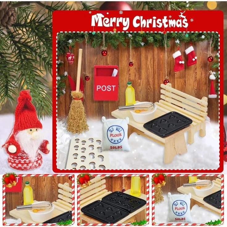 70 Miniatur Wichtel Weihnachten Set Wichteltür Zubehör Holz Deko Figuren – Bild 7