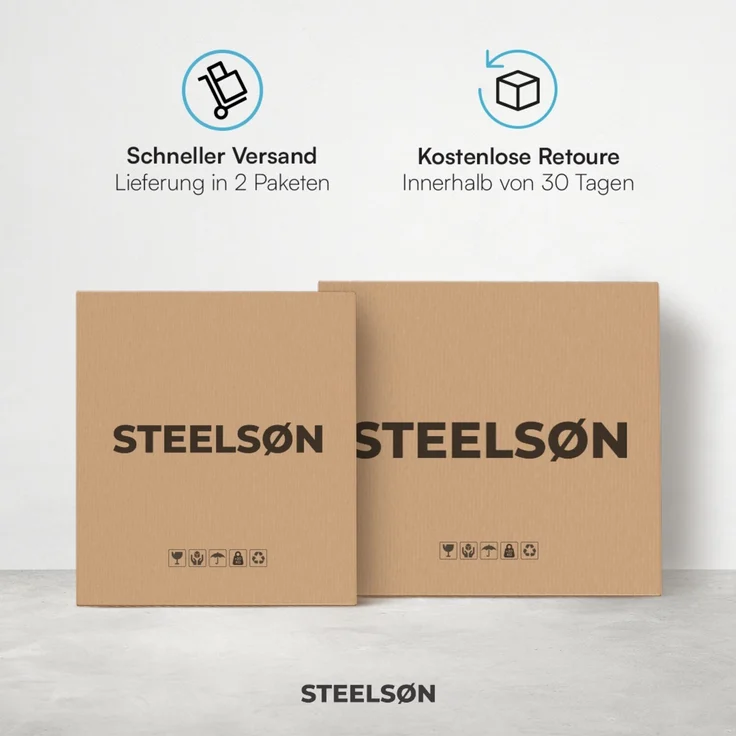 STEELSØN 'Diorus' Mülltonnenbox 2er je 240 Liter, graphitschwarz, Mülltonnenverkleidung aus Stahl mit Sichtstreifen, wetterfest, 116x80x134 cm, abschließbare Müllbox für 2 Tonnen – Bild 8