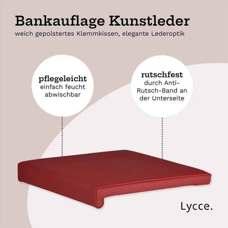 Lycce Bankauflage Klemmkissen, Sitzkissen 1 Leiste, 35cm Klemmtiefe, weich gepolstert, (1 St), verrutscht nicht, hochwertiger Kunstlederbezug, verschiedene Farben – Bild 2