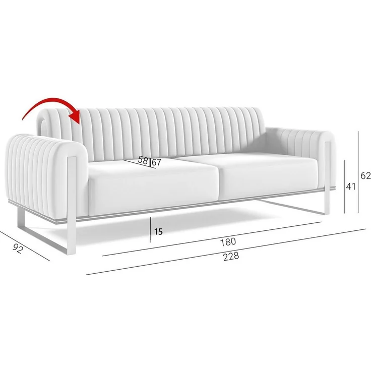 Sofa Designersofa VALERIE 3-Sitzer in Stoff Elisa Velvet Dunkelblau – Bild 3