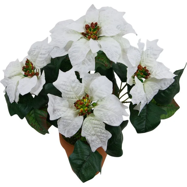 Kunstblume Weihnachtsstern im Topf 36cm PF Kunstblumen künstliche Blumen Poinsettie, Seidenblumen Roß, Höhe 36 cm, Farbe: Weiß