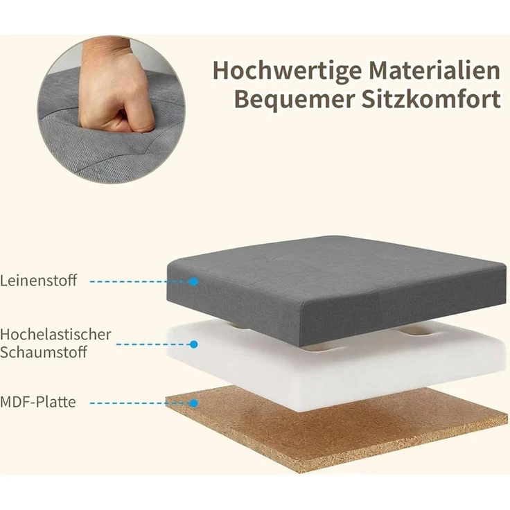 Zedelmaier Sitzhocker mit Stauraum, Schuhbank, klappbare Sitztruhe, Fußbank – Bild 3