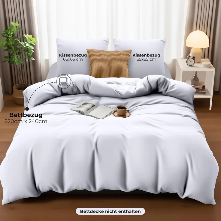 Utopia Bedding Bettwäsche 220x240 Set - Mikrofaser Bettbezug 240x220 cm + 2 Kissenbezüge 65x65 cm - Bedruckt weiß – Bild 4