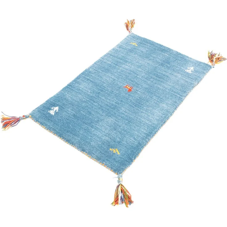 Gabbeh Teppich - Indus »Agra« 75 x 45 cm - hellblau – Bild 4