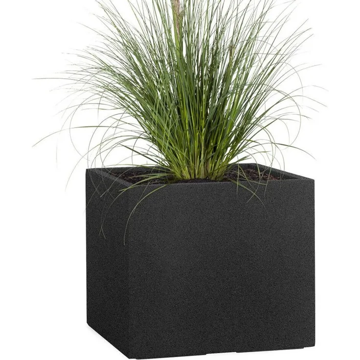 Pflanzwerk® Pflanzkübel CUBE Premium Fiberglas Blumenkübel Frostbeständig mit Lotus-Effekt, Lotus-Effekt - Handgefertigt - Eckig - Frostbeständig