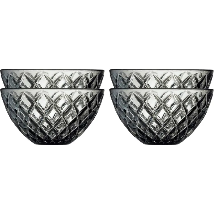Lyngby Glas Schale Sorrento 4er Set, Schälchen, Servierschale, Glas, Smoke, 12 cm, 29033