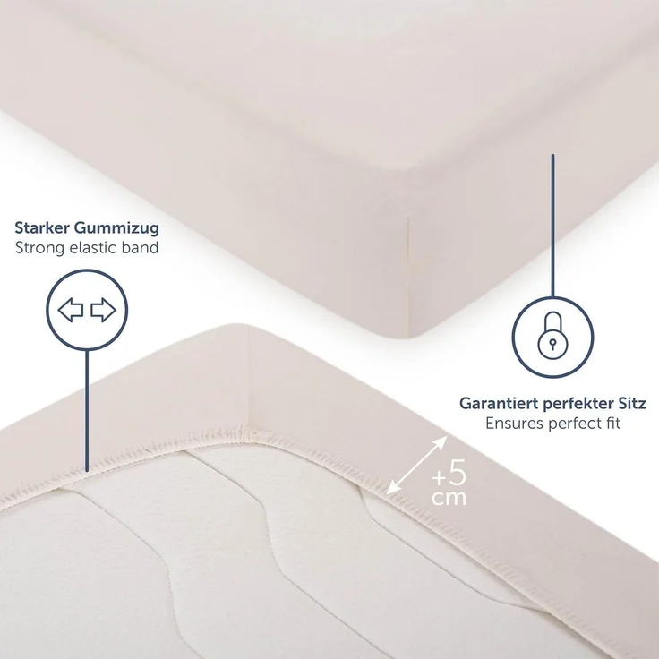 Blumtal® Premium Spannbettlaken 140x200 cm Jersey Boxspringbetten - Oeko-TEX zertifiziertes Bettlaken 140x200 cm Baumwolle 100% - Spannbetttuch 140x200 Boxspringbetten - Laken - Moonlight Grey - Grau – Bild 4