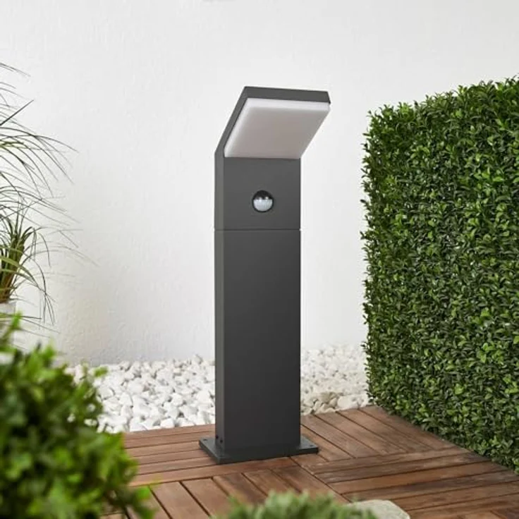 Arcchio LED Außenleuchte Yolena, spritzwassergeschützt mit Bewegungsmelder, schwarz, Aluminium, 1-flammig, Pollerleuchte – Bild 3