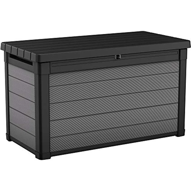 Ambia Garden Kissenbox, Anthrazit/Grau, wetterbeständige Kunststoffbox, 122.9x70.6x62.1 cm, aufklappbarer Deckel, geeignet zum Sitzen, mit Gasdruckfeder – Bild 2
