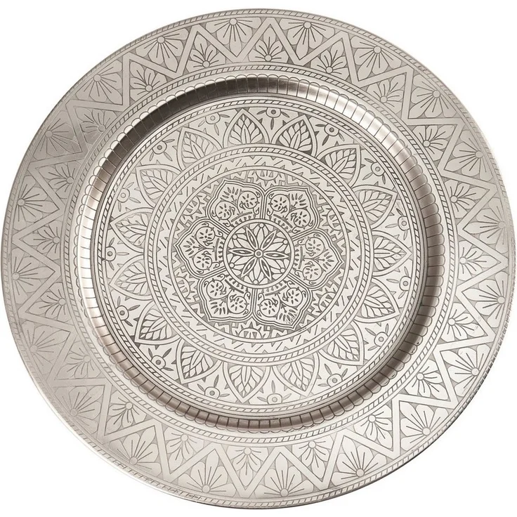 Marrakesch Orient & Mediterran Interior Tablett Orientalisches rundes Tablett aus Metall Manar 35cm, Handarbeit – Bild 2