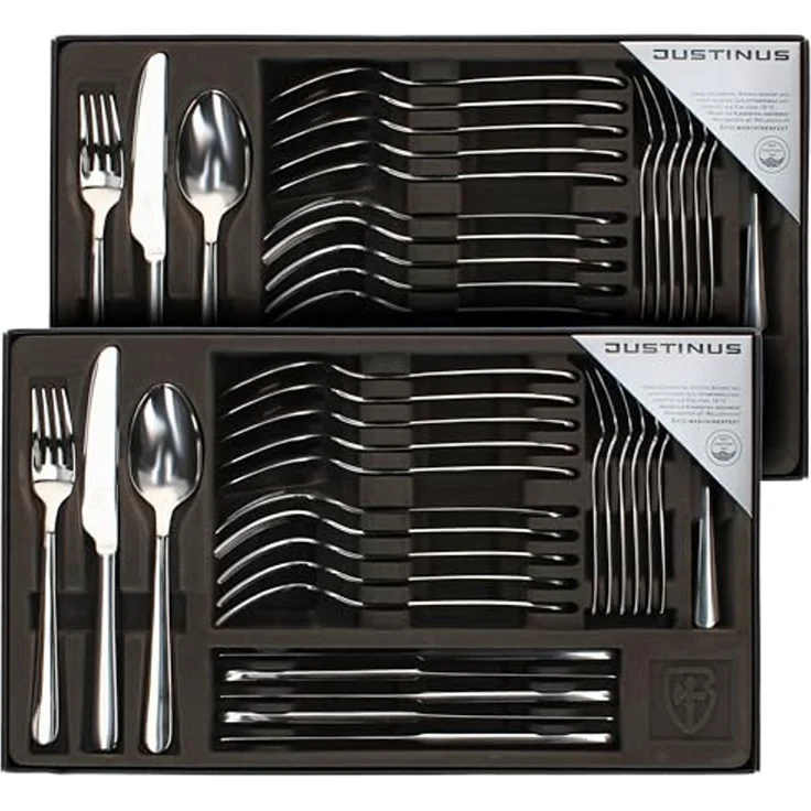 Justinus Besteck-Set 60tlg Style Art Komplett-Besteck-Set 12 Personen Messer Gabel Löffel, Edelstahl, Edelstahl – Bild 3