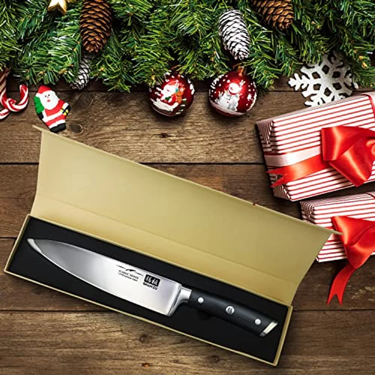 SHAN ZU Kochmesser Deutscher Edelstahl 20cm Küchenmesser Extra Scharfe Messerklinge mit ergonomischer Griff Exquisiter Geschenkverpackung – Bild 7