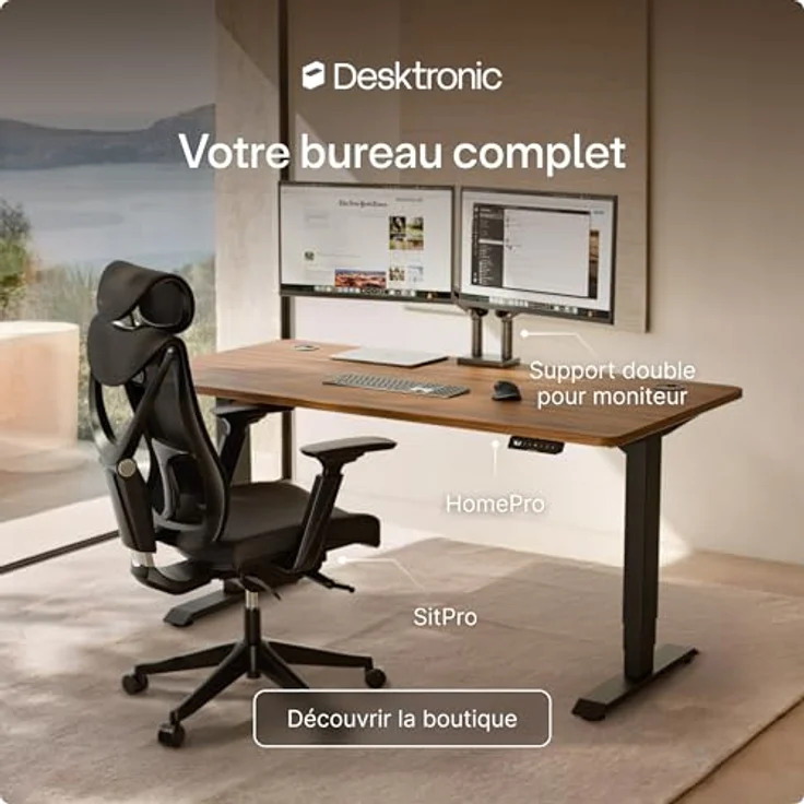 Höhenverstellbarer Schreibtisch - Höhenverstellbar Elektrisch mit Flüsterleisem Dual-Motor & Touchscreen - Hohe Tragfähigkeit - Stehtisch von Desktronic, Schwarz + Nussbaum, 160x80 cm – Bild 10