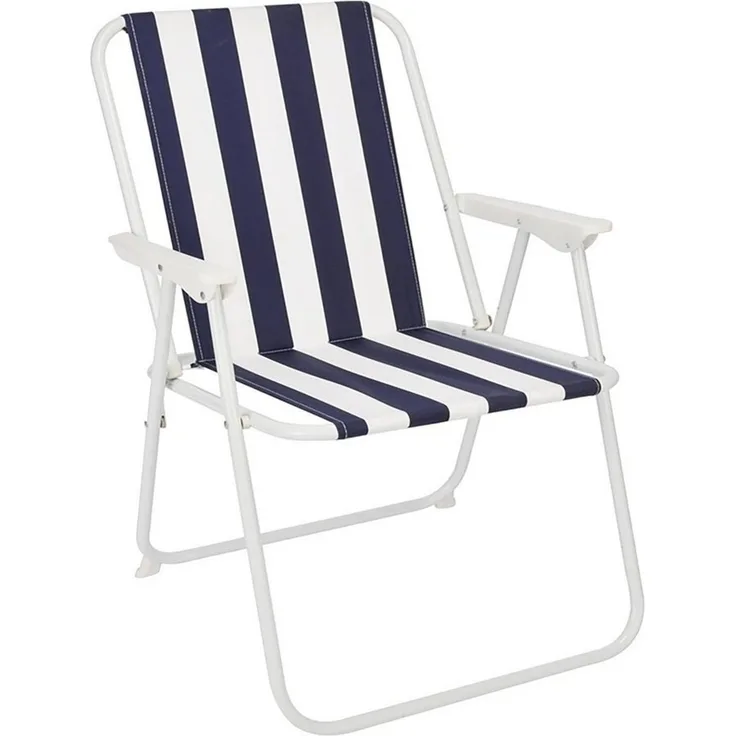 Mojawo Campingstuhl, klappbar, Stahlgestell / Textil, 53 x 46 x 74 cm, Blau / Weiß