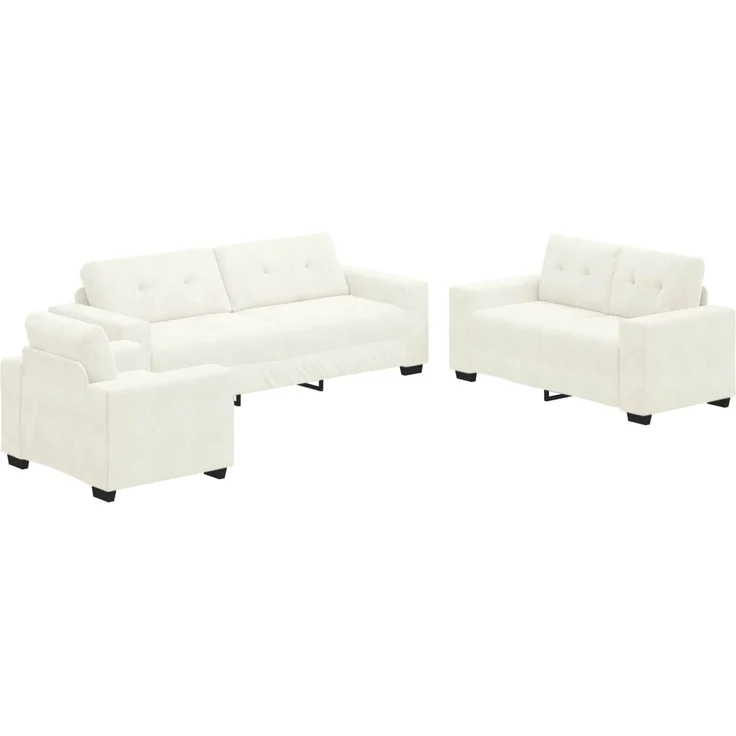 vidaXL Sofa Set 3 stk. 6-Sitzer Creme 221 x 78 x 80 cm Samt 3324647 – Bild 2