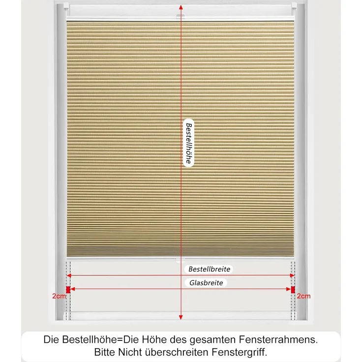 WOLTU Wabenplissee ohne Bohren Verdunklung Thermo Doppelplissee Klemmfix Zweifarbig 90x200 cm Beige-Weiß, Plissee Faltrollo Sonnen-, Sicht- & Schallschutz, Jalousie Plisseerollo für Fenster & Tür – Bild 6