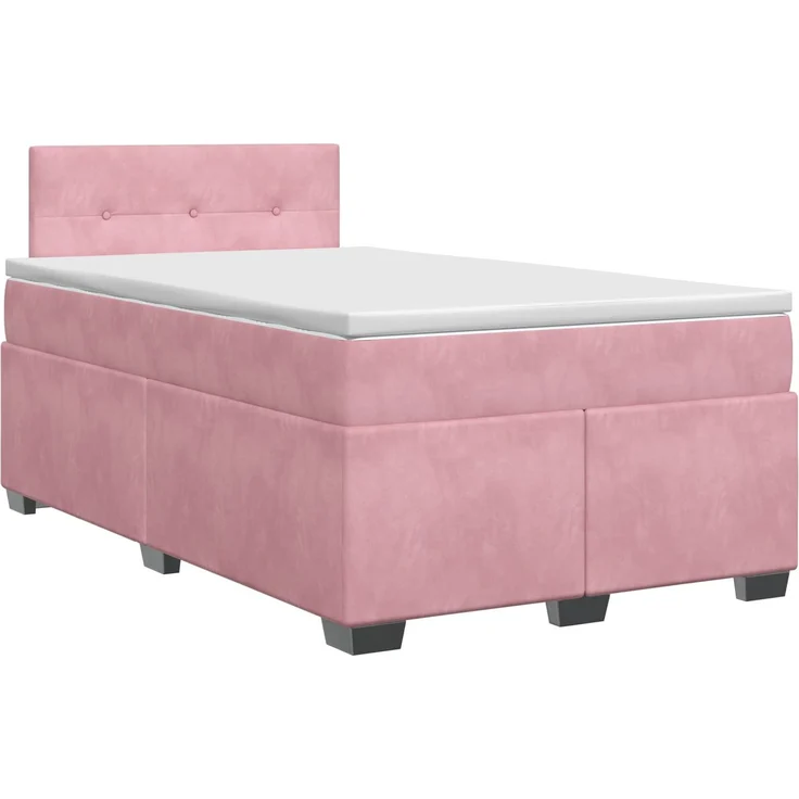vidaXL Boxspringbett mit Matratze mit Kopfteil Rosa 120 x 200 cm Samt 3450697 – Bild 2