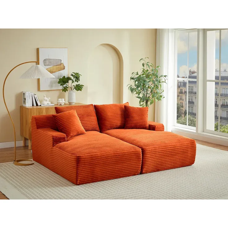 Vente-unique - DONILIA Sofa Samt Rot - B 160 cm x H 72 cm x L 200 cm
