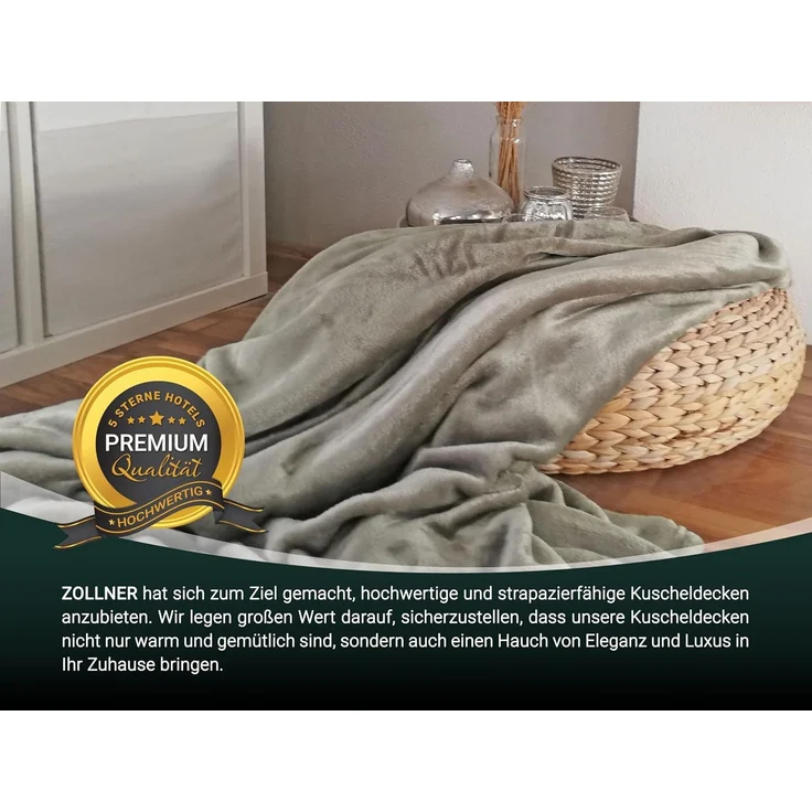 ZOLLNER Kuscheldecke flauschig, 150x200 cm, taupe, 100% Polyester – Bild 6