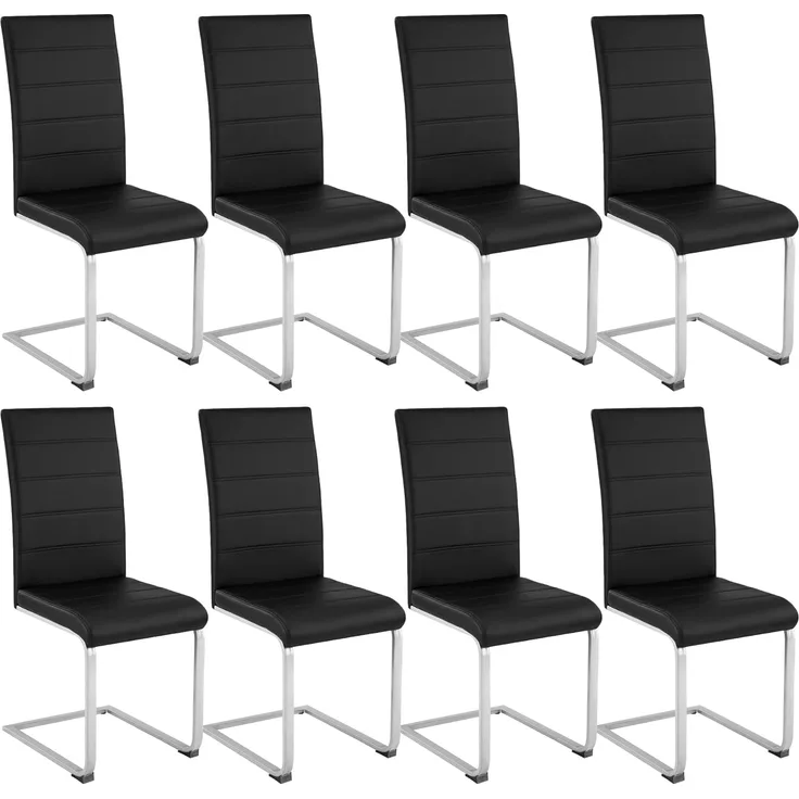 8 Schwingstühle, Kunstleder - schwarz