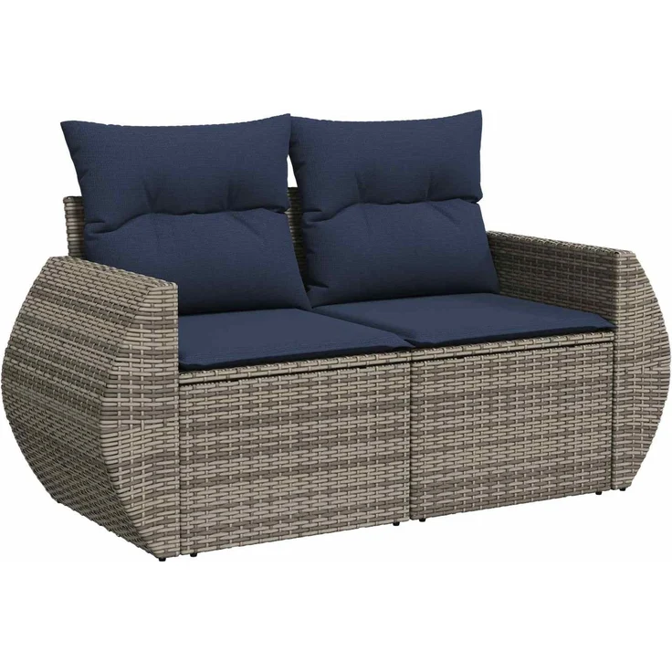 vidaXL Sofa Set 5 stk. Grau und Marineblau Polyrattan und Stahl 3447899 – Bild 3