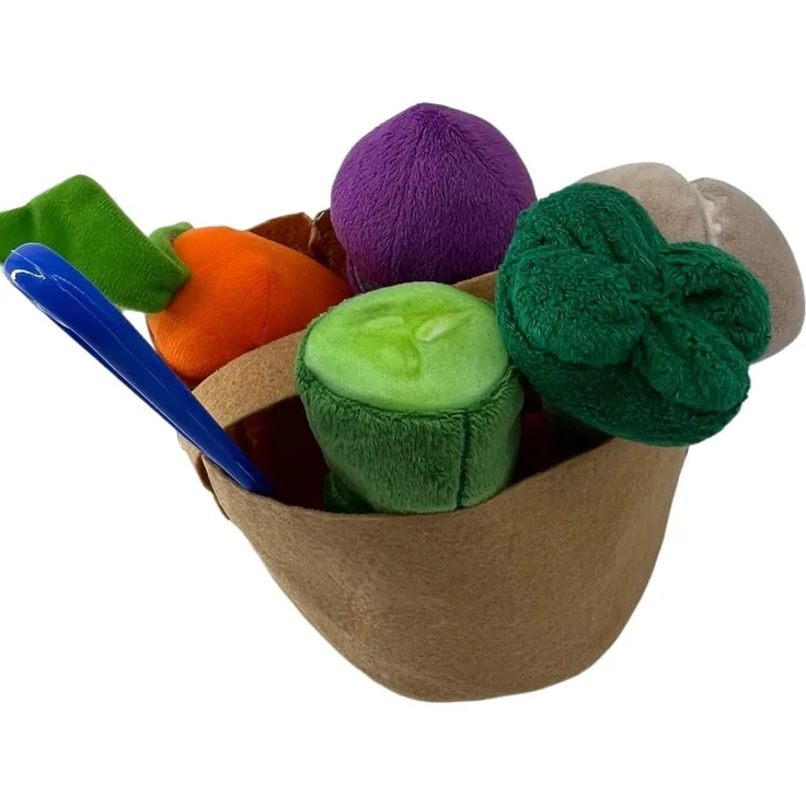 Obstkörbchen Gemüsekorb Einkaufskorb Plüsch Kuschel Zubehör für Kinderküchen und Kaufmannsladen, ab 18 Monaten